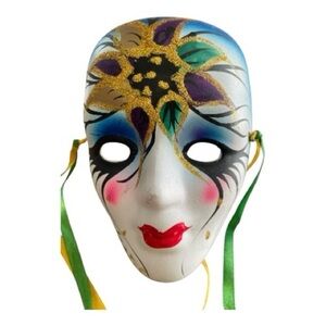 Colorful Decorative Mask with Gold Accents